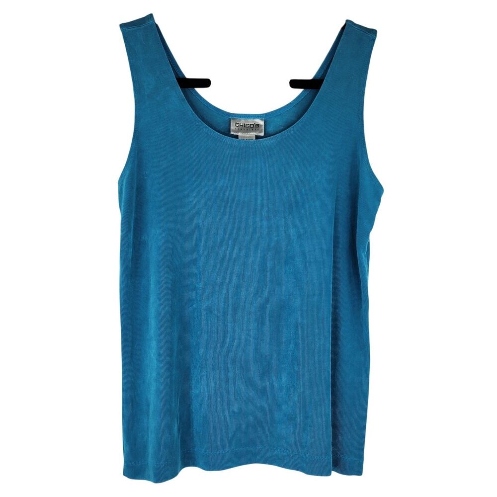 Chico's Travelers blue tank Women's size 1 (Medium) Stretch Career wear